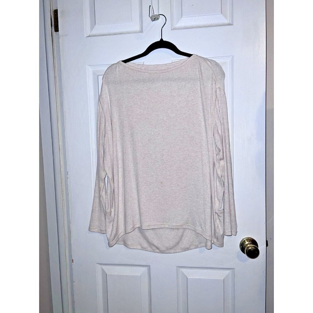 LULULEMON Boatneck Long Sleeve Top Yoga Creme Color Back in Action Sz M/L